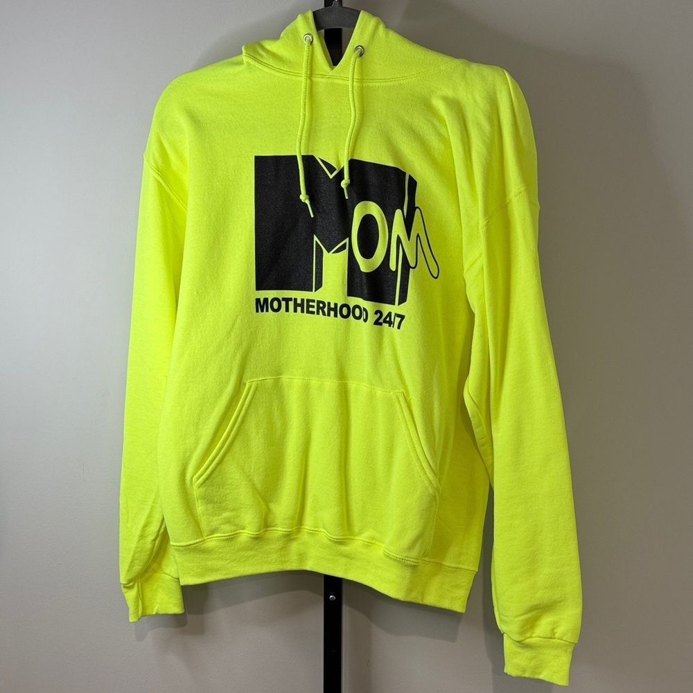 River Babe Threads Neon Hoodie Mom Motherhood 24/7 M Medium New NWOT